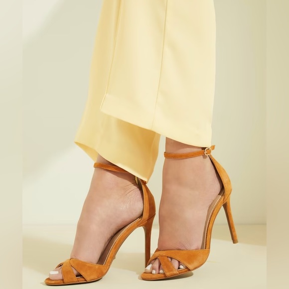 NIB Marciano Guess Abiele Leather Suede Stiletto Tan Brown Heels Size 8 - Picture 2 of 5